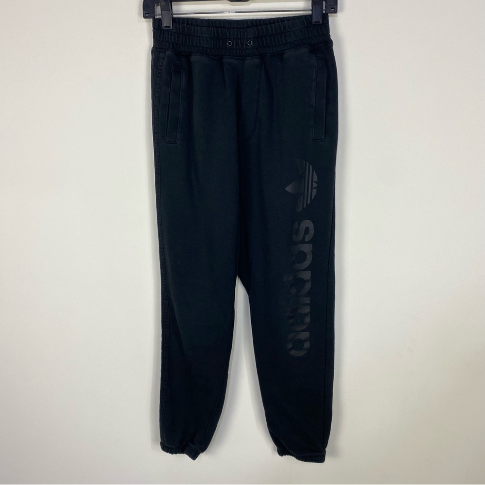 Adidas Black Logo Spellout Joggers Sweatpants